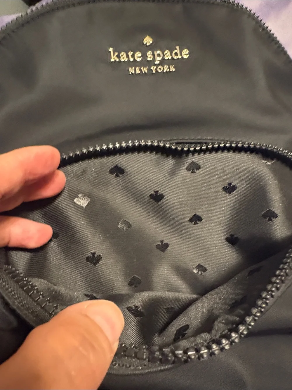 kate spade Black Nylon Mini Backpack with Front Pocket